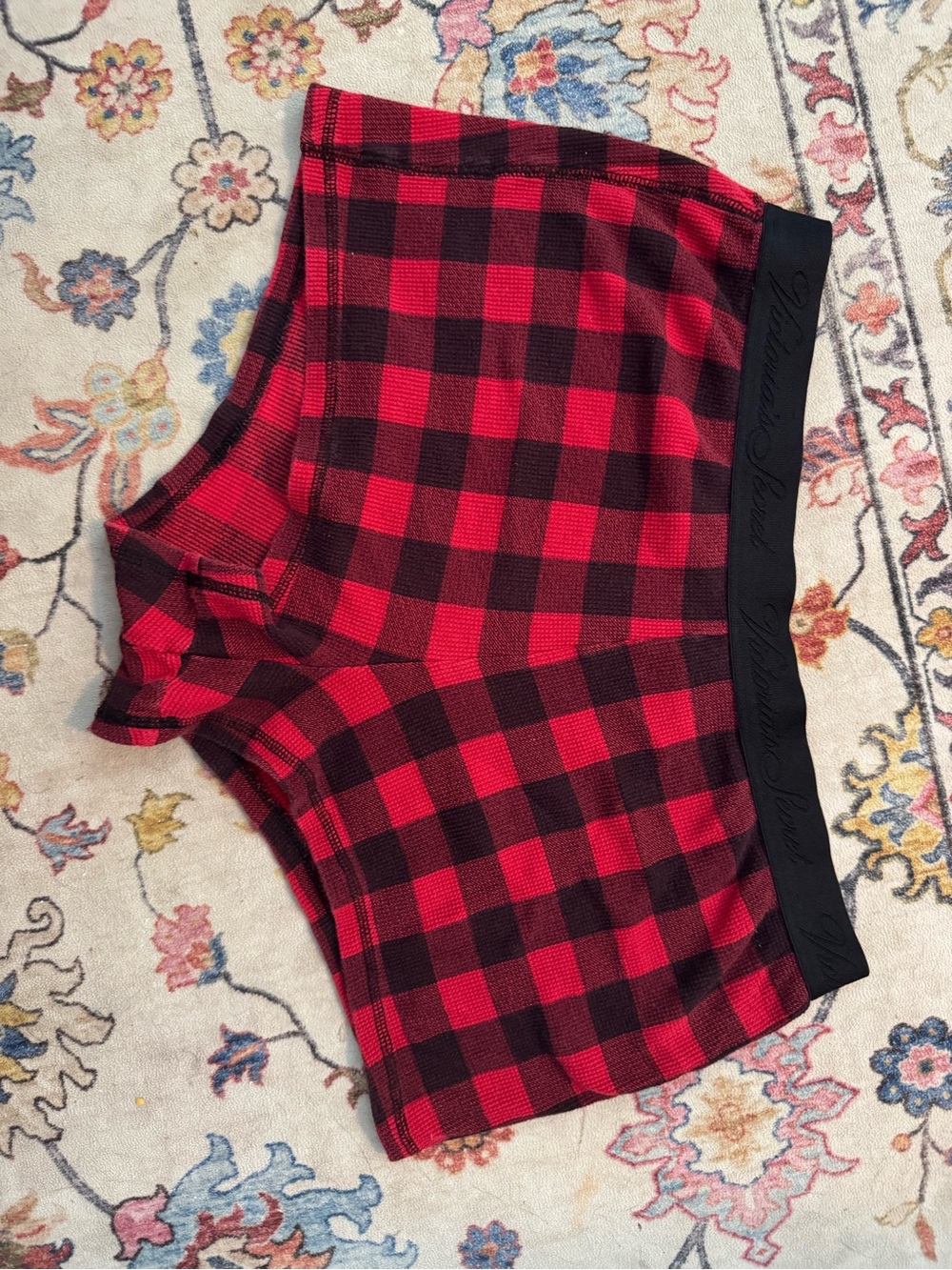 Victoria’s Secret size L red and Black Plaid Boxer Briefs